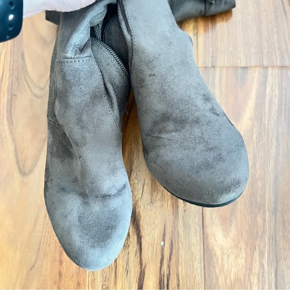 Francescas Gray Heeled Over The Knee Boots